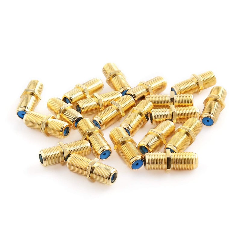 Pasow F81 Barrel Connectors High Frequency 3GHz Female to Female F-Type Adapter Couplers (20 pcs, Gold) - Image 1